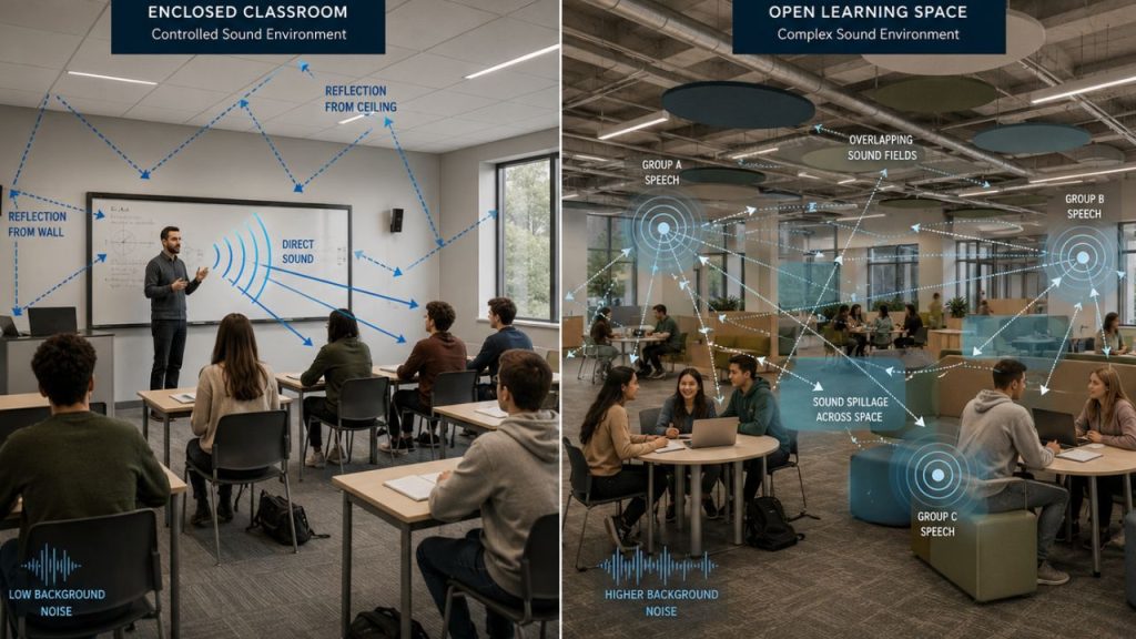 Figure 1 - Acoustic Behavior in Enclosed and Open Learning Spaces Figure 1 - Acoustic Behavior in Enclosed and Open Learning Spaces